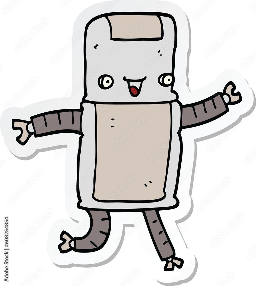 sticker of a cartoon robot sticker of a cartoon robot