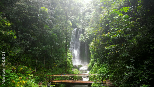 Labuhan Kebo waterfall. Labuhan Kebo waterfall is a beautiful multi tier stream situated in a lush green valley. 