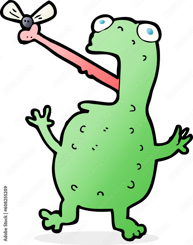 Obraz premium cartoon frog catching fly