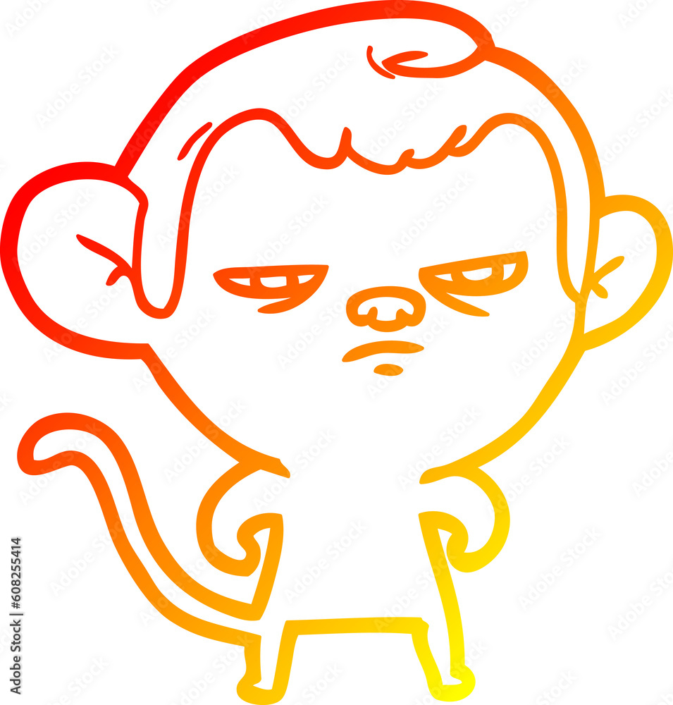 warm gradient line drawing of a cartoon monkey warm gradient line drawing of a cartoon monkey