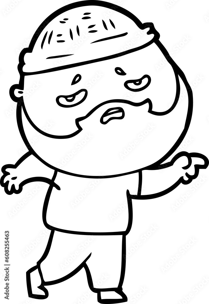cartoon worried man with beard cartoon worried man with beard