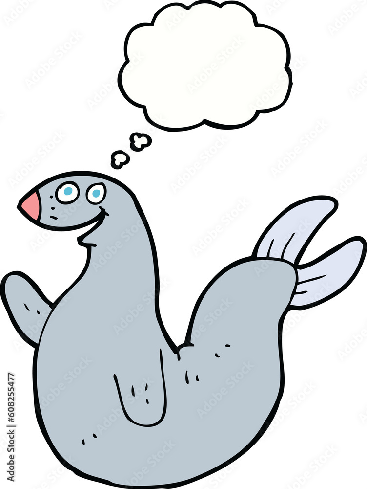 cartoon happy seal with thought bubble cartoon happy seal with thought bubble