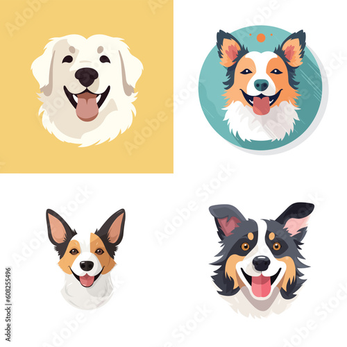 Dog vector set isolated illustrations