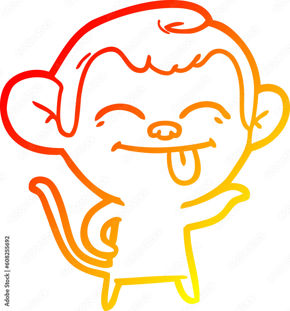 warm gradient line drawing of a funny cartoon monkey warm gradient line drawing of a funny cartoon monkey