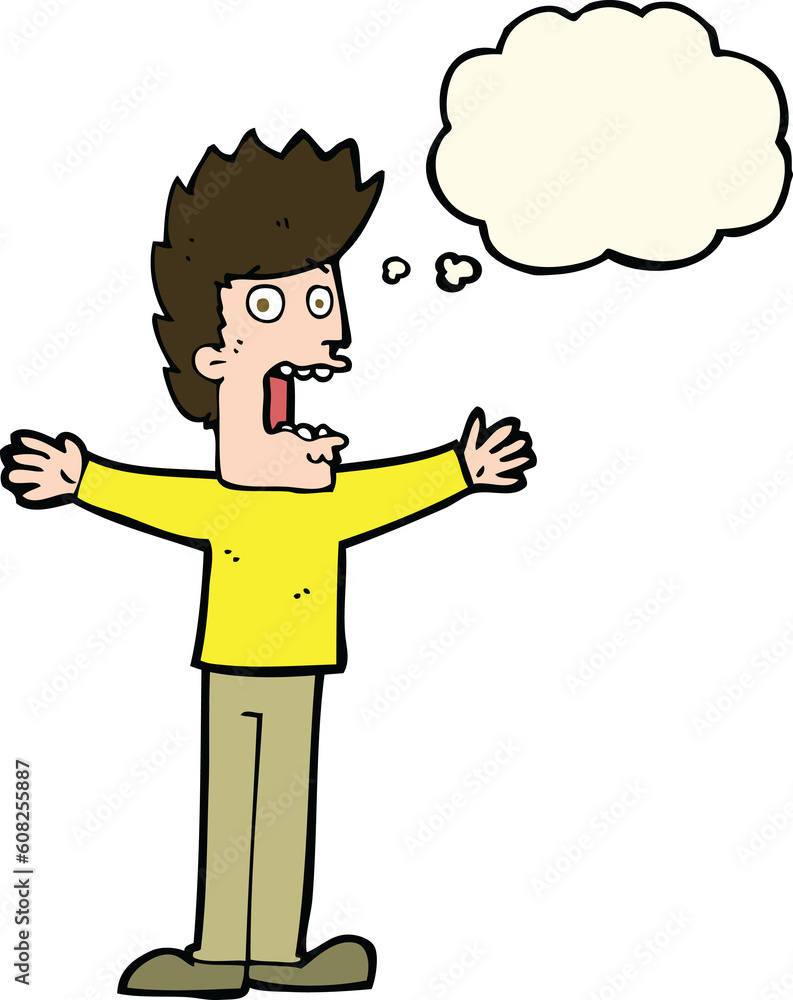 cartoon terrified man with thought bubble cartoon terrified man with thought bubble