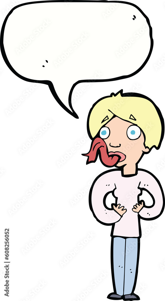 cartoon woman sticking out tongue with speech bubble cartoon woman sticking out tongue with speech bubble