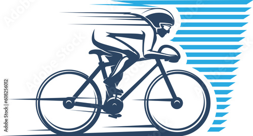Fotografie, Obraz Bicycle cyclist icon, bike cycling race or triathlon sport tour vector sign