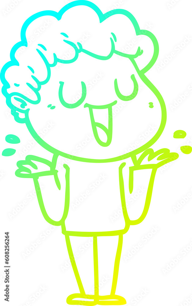 cold gradient line drawing of a laughing cartoon man cold gradient line drawing of a laughing cartoon man