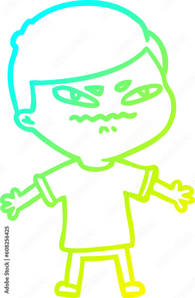 cold gradient line drawing of a cartoon exasperated man cold gradient line drawing of a cartoon exasperated man