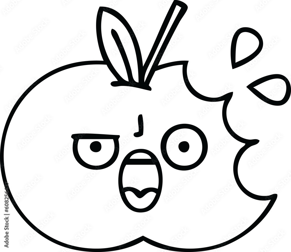 line drawing cartoon of a red apple line drawing cartoon of a red apple