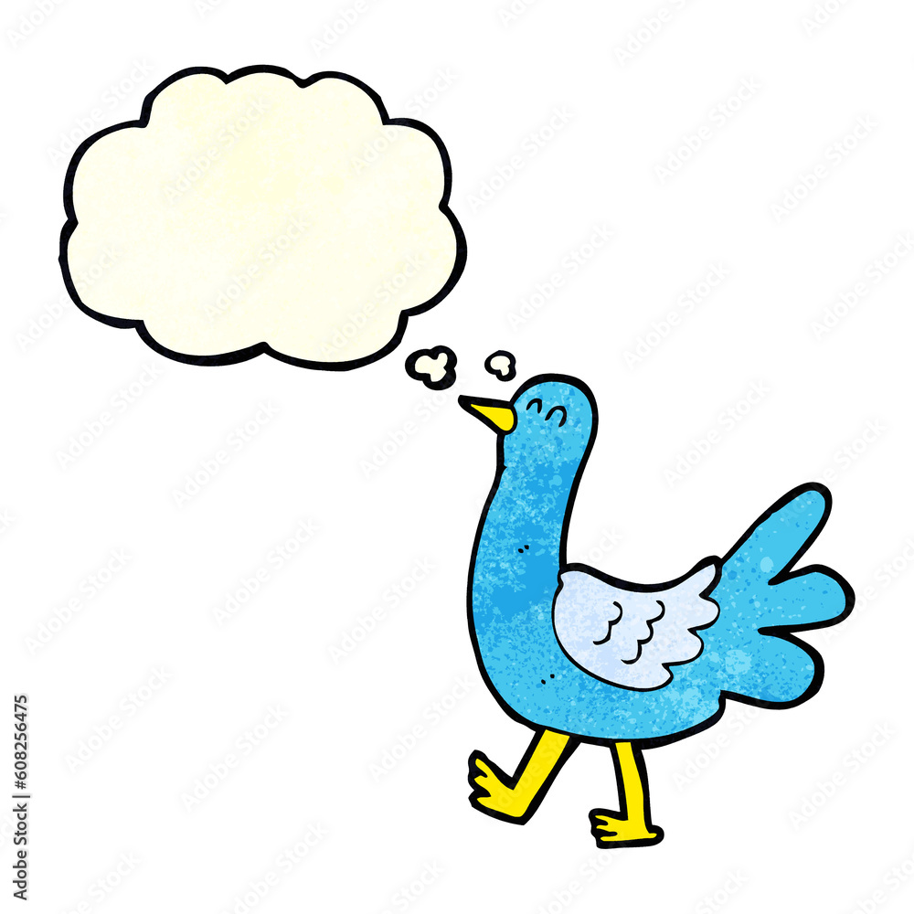 cartoon walking bird with thought bubble cartoon walking bird with thought bubble