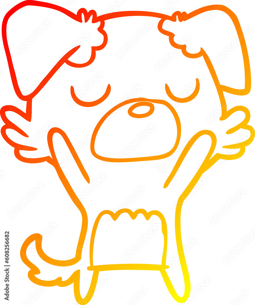 warm gradient line drawing of a cartoon dog warm gradient line drawing of a cartoon dog