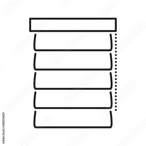 Office blinds. Modern jalousie outline icon. Vector jalousie or curtains template, roller shade sun protection curtain, venetian cover