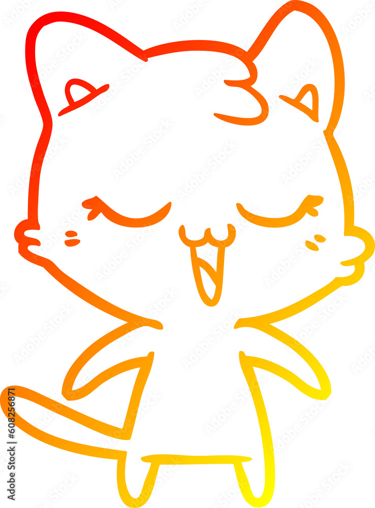 warm gradient line drawing of a cartoon cat warm gradient line drawing of a cartoon cat