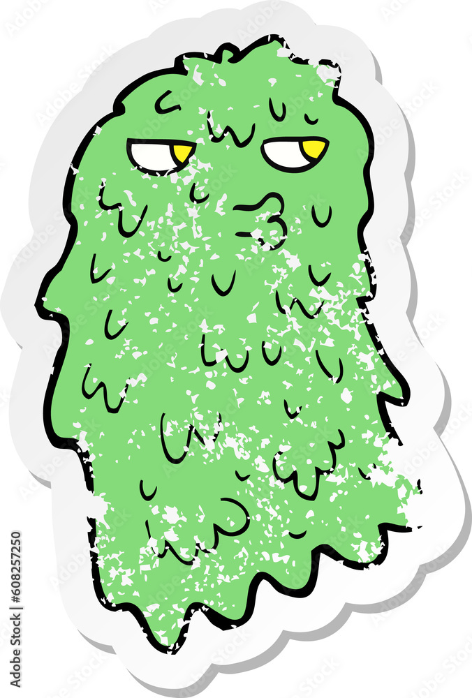 retro distressed sticker of a cartoon gross ghost retro distressed sticker of a cartoon gross ghost