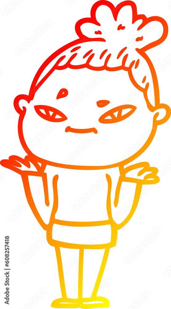 warm gradient line drawing of a cartoon woman warm gradient line drawing of a cartoon woman