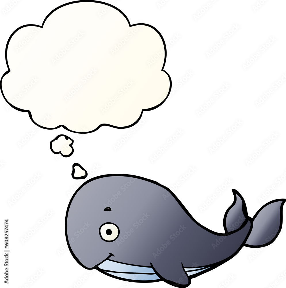 cartoon whale with thought bubble in smooth gradient style cartoon whale with thought bubble in smooth gradient style