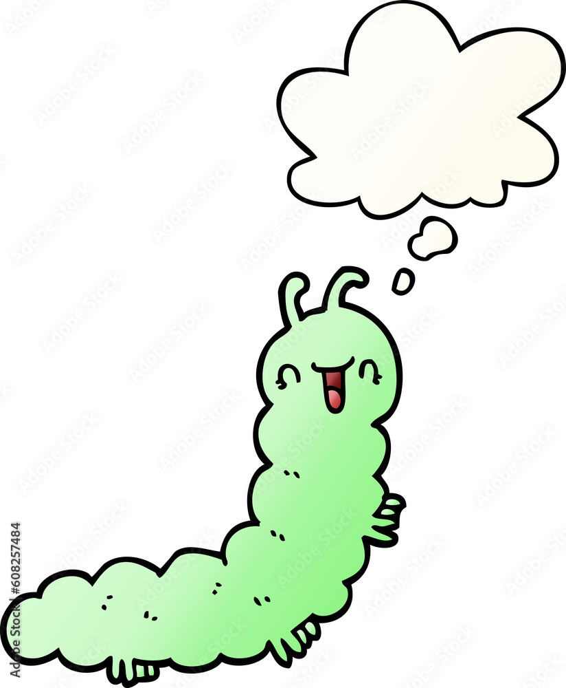 cartoon caterpillar with thought bubble in smooth gradient style cartoon caterpillar with thought bubble in smooth gradient style