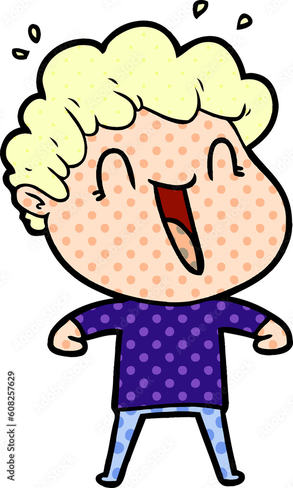 cartoon happy man laughing