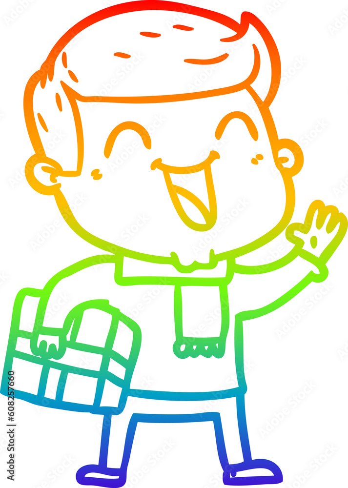 rainbow gradient line drawing of a cartoon happy man rainbow gradient line drawing of a cartoon happy man
