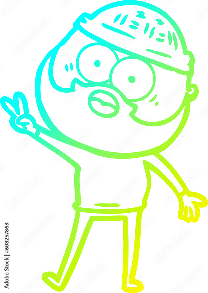 cold gradient line drawing of a cartoon bearded man cold gradient line drawing of a cartoon bearded man