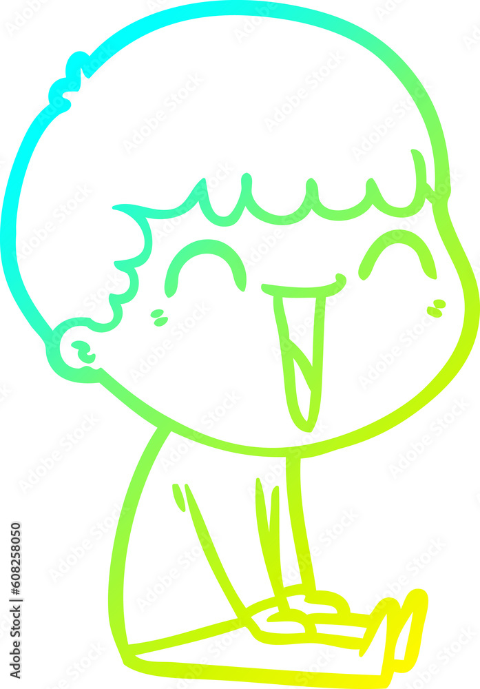 cold gradient line drawing of a cartoon happy man cold gradient line drawing of a cartoon happy man