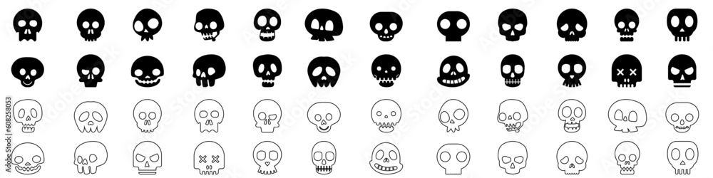 Scull vector icon set. Skeleton illustration symbol collection. halloween sign or logo. Scull vector icon set. Skeleton illustration symbol collection. halloween sign or logo.