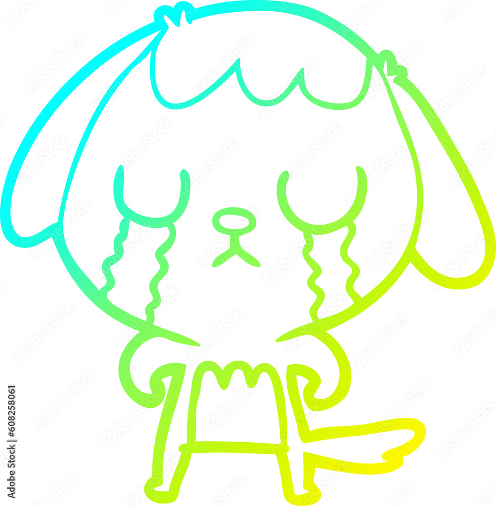 cold gradient line drawing of a cute cartoon dog crying cold gradient line drawing of a cute cartoon dog crying