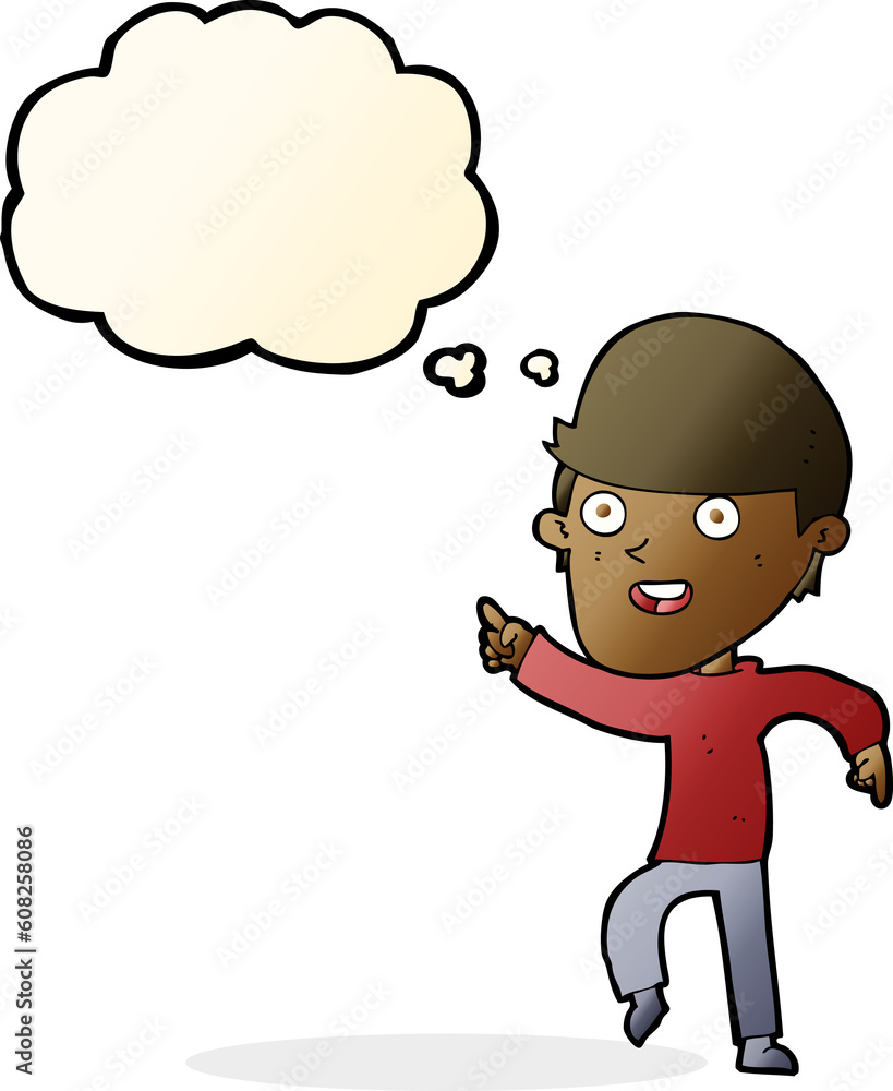 cartoon happy man with thought bubble cartoon happy man with thought bubble