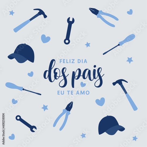 Feliz Dia dos Pais. Cartão de felicitação
