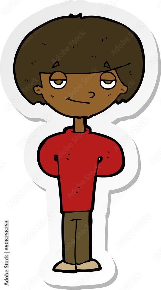 sticker of a cartoon happy man