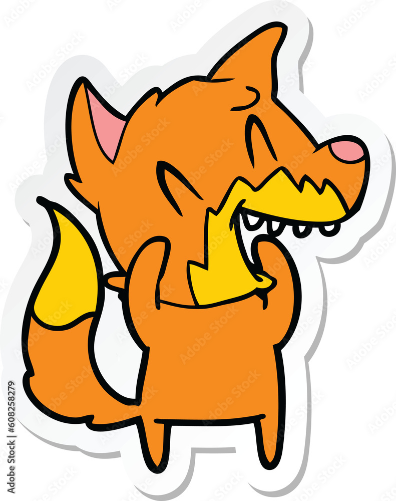 sticker of a laughing fox cartoon sticker of a laughing fox cartoon