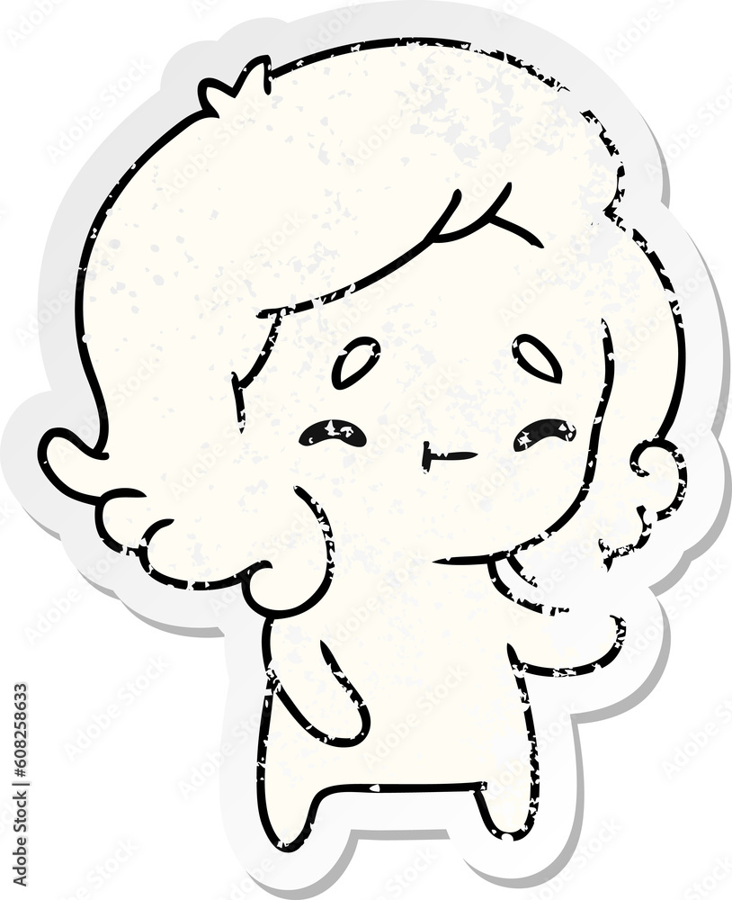 Obraz premium distressed sticker cartoon illustration of a kawaii cute ghost