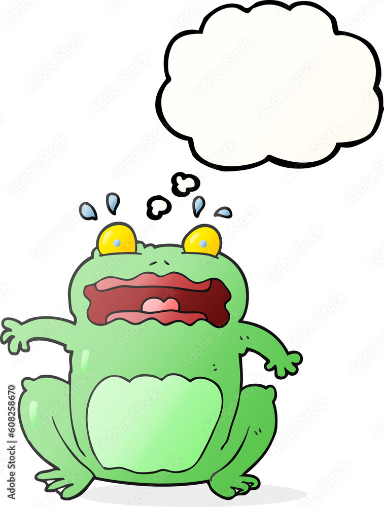 freehand drawn thought bubble cartoon funny frightened frog freehand drawn thought bubble cartoon funny frightened frog
