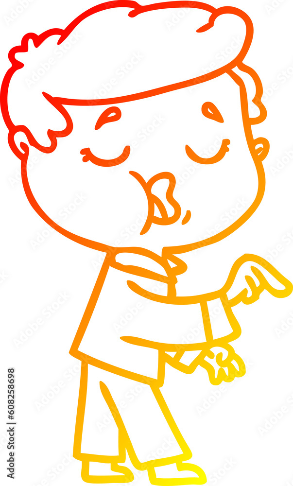 warm gradient line drawing of a cartoon man talking warm gradient line drawing of a cartoon man talking