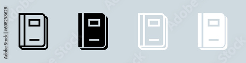 Journal icon set in black and white. Book signs vector illustration.