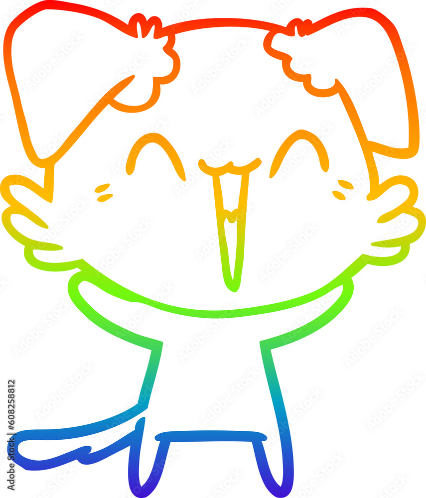 rainbow gradient line drawing of a happy little dog cartoon rainbow gradient line drawing of a happy little dog cartoon