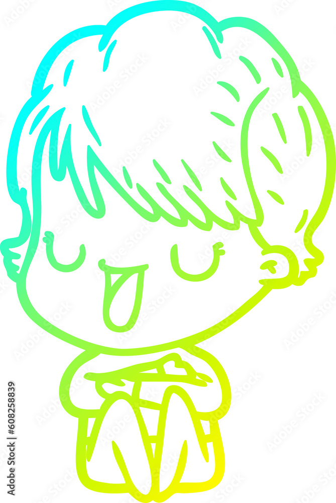 cold gradient line drawing of a cartoon woman talking cold gradient line drawing of a cartoon woman talking
