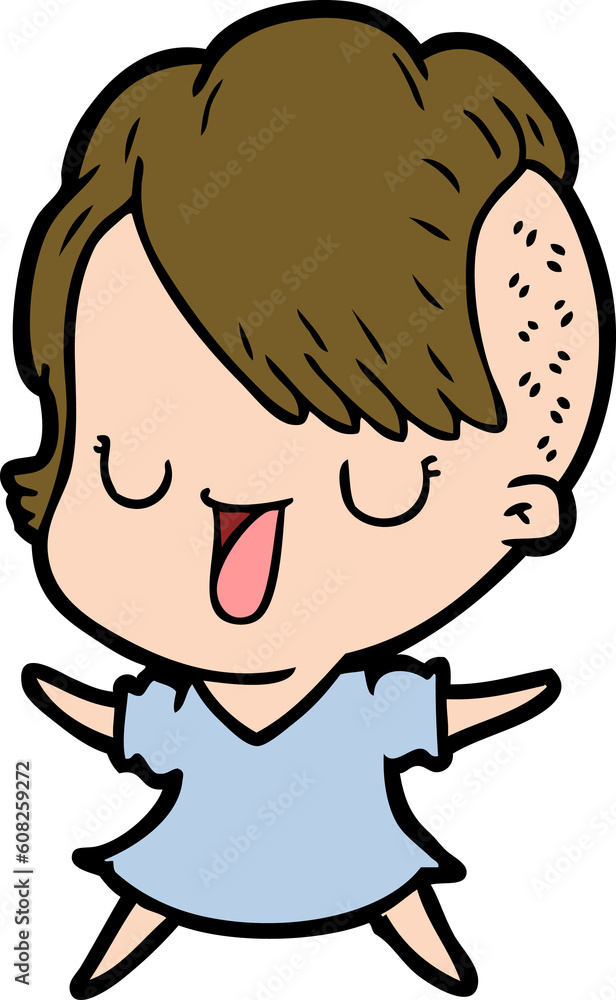 cute cartoon girl with hipster haircut cute cartoon girl with hipster haircut