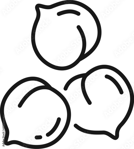 Ckickpea organic healthy food isolated outline icon. Vector chick pea superfood, bengal beans, protein snack, vegetarian peas