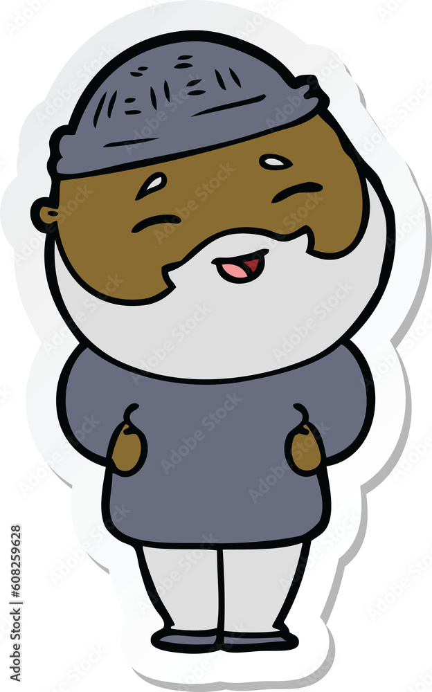 sticker of a cartoon happy bearded man sticker of a cartoon happy bearded man