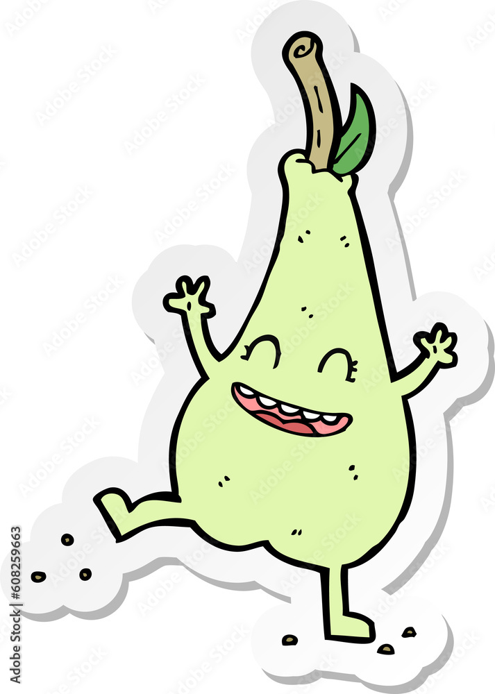 sticker of a cartoon happy dancing pear sticker of a cartoon happy dancing pear