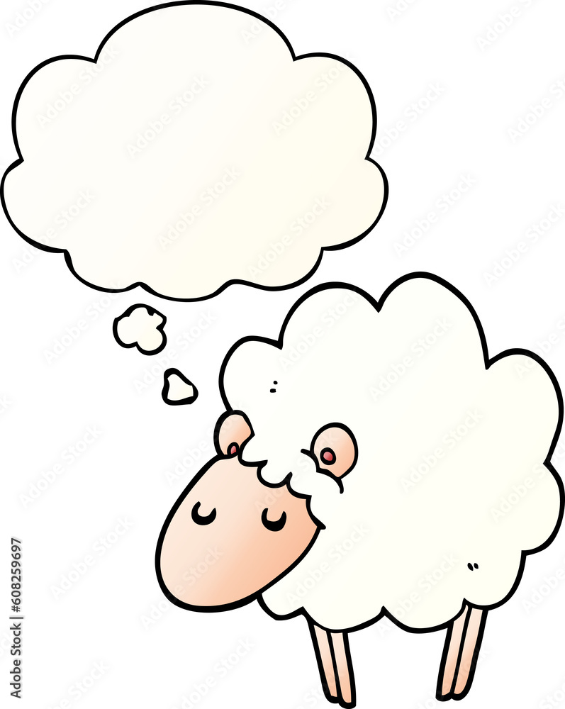 cartoon sheep with thought bubble in smooth gradient style cartoon sheep with thought bubble in smooth gradient style