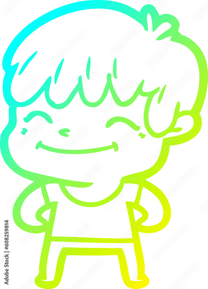 cold gradient line drawing of a cartoon happy boy cold gradient line drawing of a cartoon happy boy