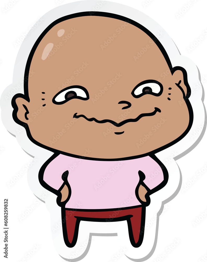 sticker of a cartoon creepy guy sticker of a cartoon creepy guy