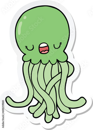 sticker of a cartoon jellyfish