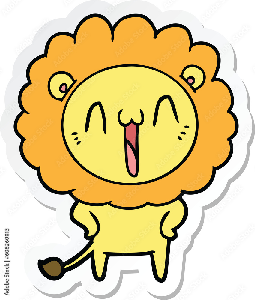 sticker of a happy cartoon lion sticker of a happy cartoon lion
