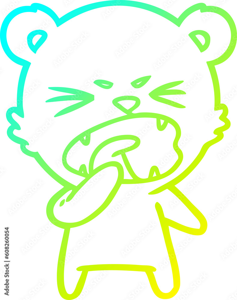 cold gradient line drawing of a angry cartoon bear shouting cold gradient line drawing of a angry cartoon bear shouting