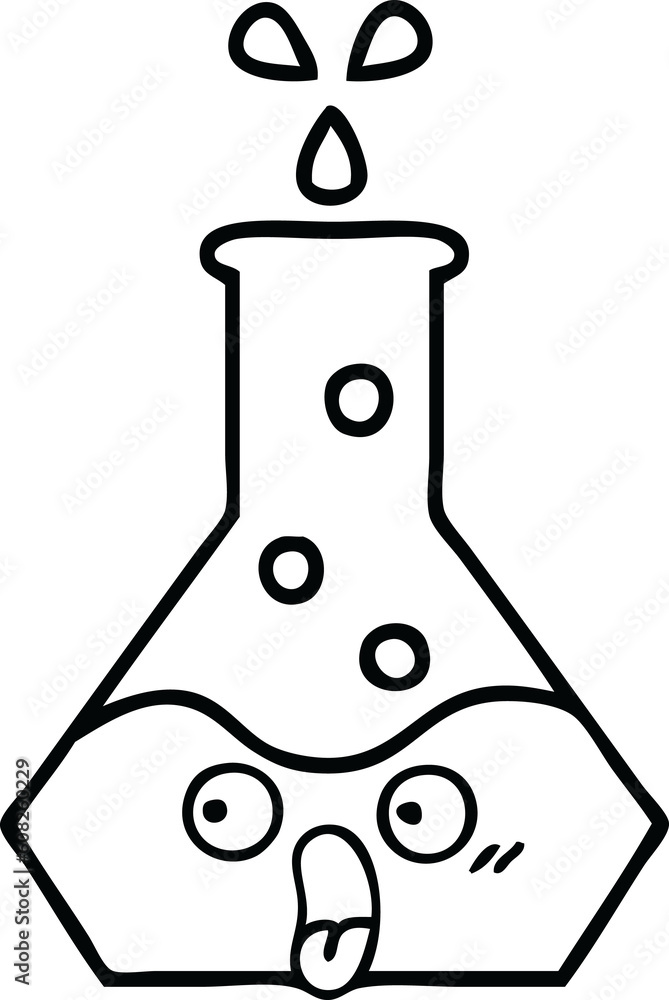 line drawing cartoon of a science beaker line drawing cartoon of a science beaker
