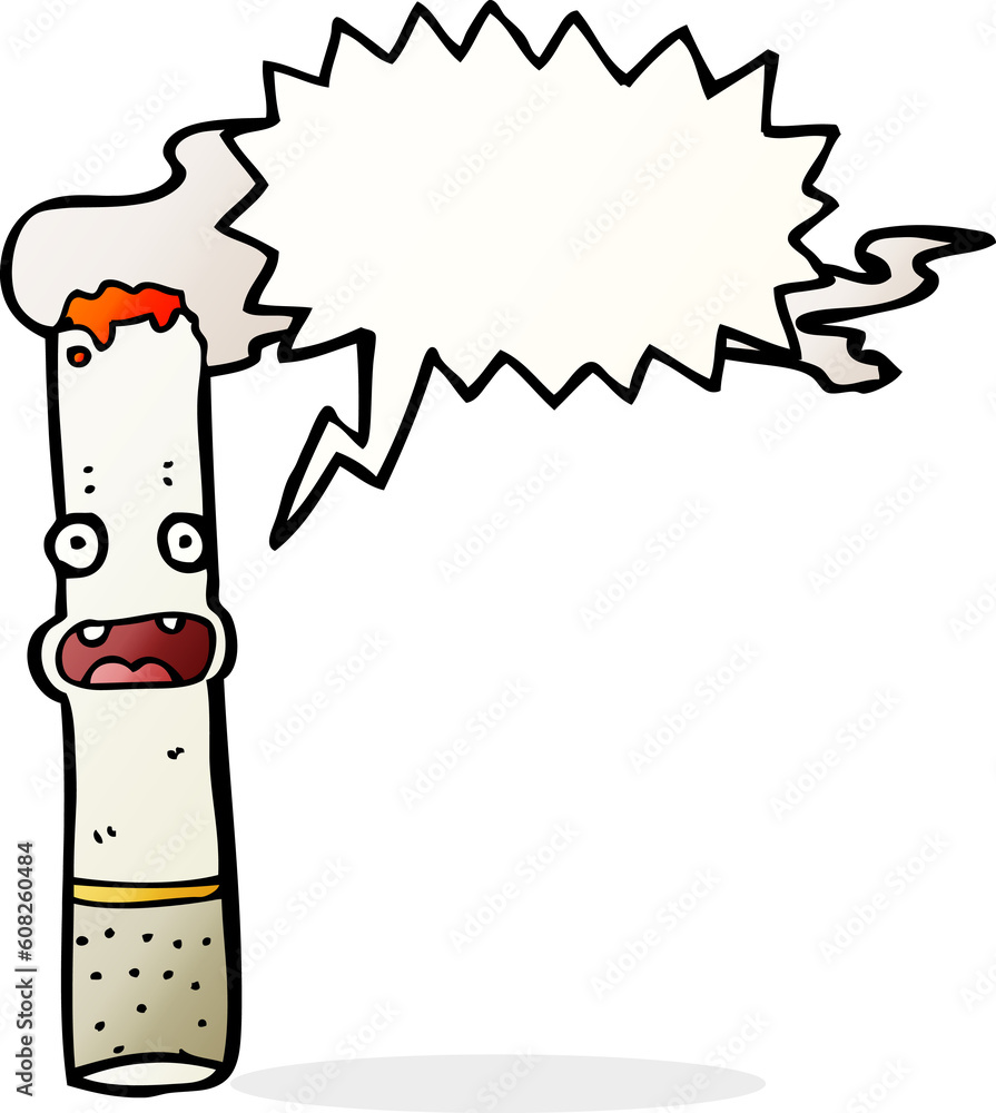 cartoon cigarette with speech bubble cartoon cigarette with speech bubble